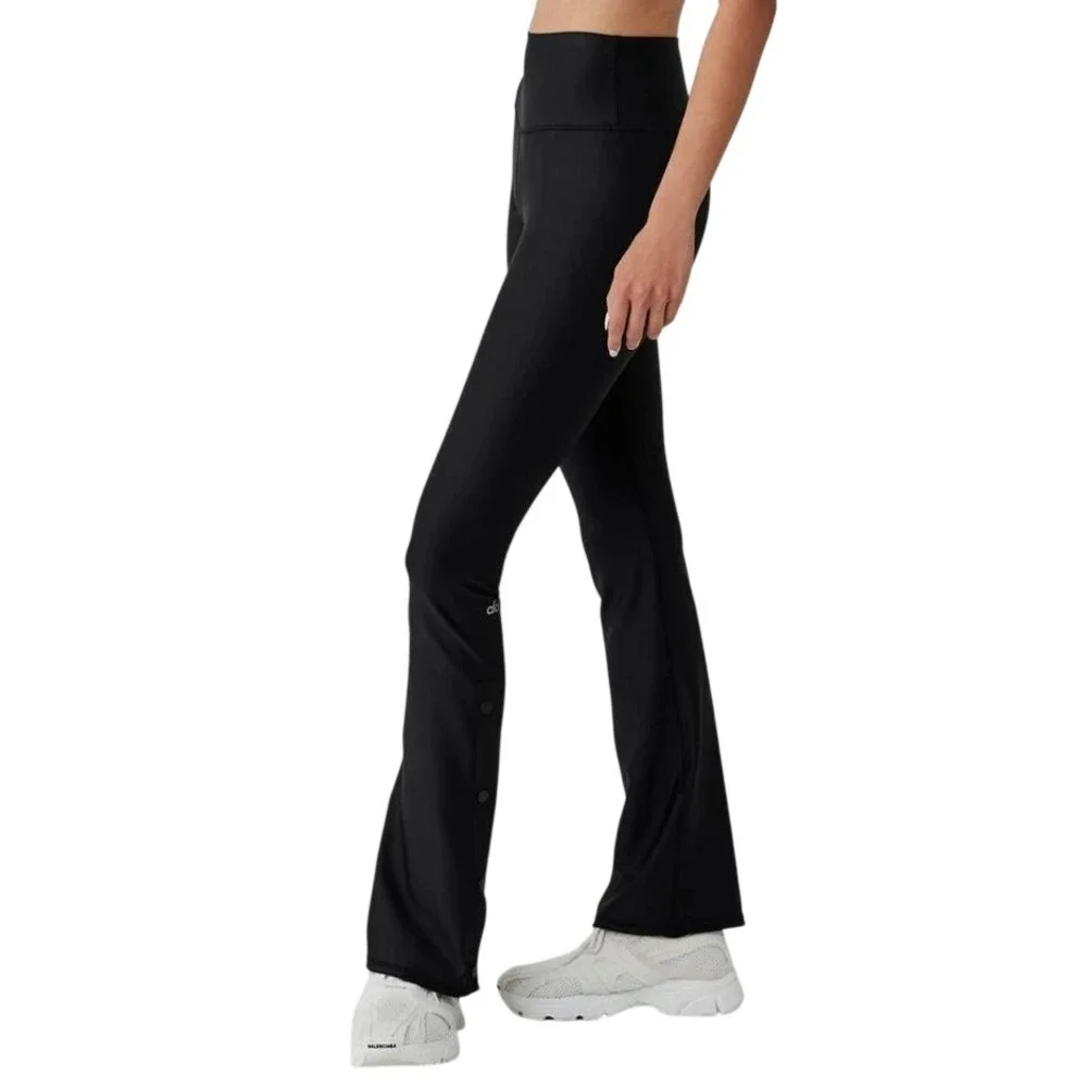 Alo Yoga Airbrush‎ High-Waist Snap Flare Leggings Black XS NWT